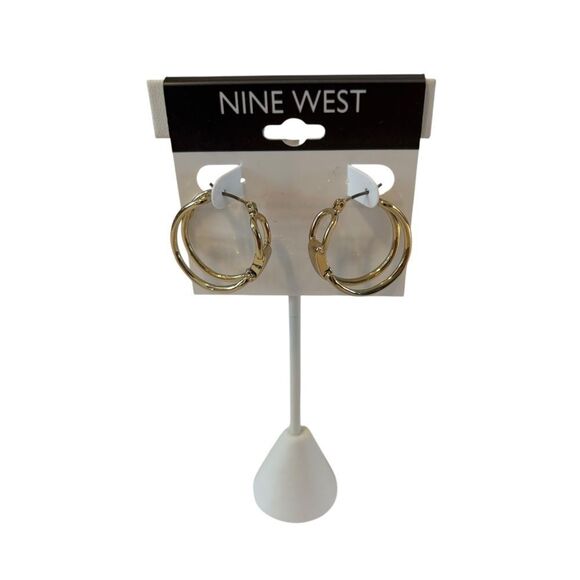 Nine West Bright Gold Double Hoop Earrings - Picture 1 of 5
